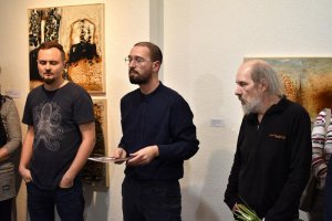 Vzácná setkání v Galerii Octopus - Adam Rybka (vlevo) a Roman Karel (vpravo, 2019)