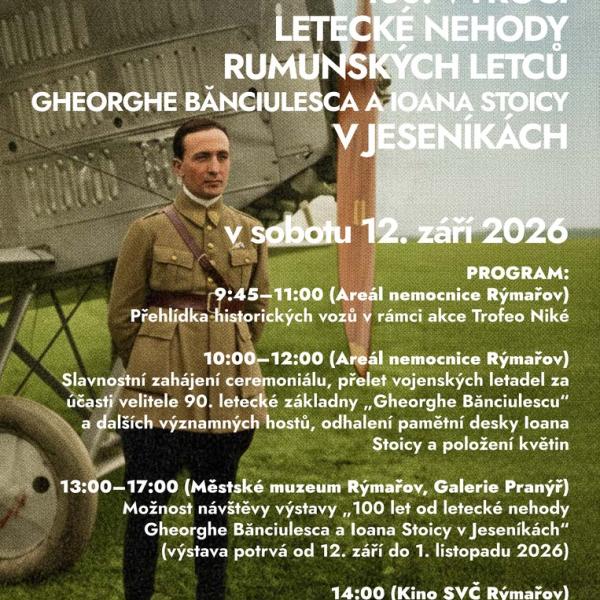 100 LET OD NEHODY RUMUNSKÝCH LETCŮ V JESENÍKÁCH, 12.9.2026