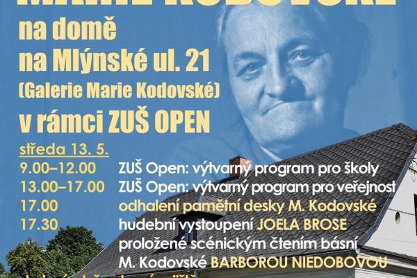 ODHALENÍ PAMĚTNÍ DESKY MARIE KODOVSKÁ A ZUŠ OPEN, 13.5.2026