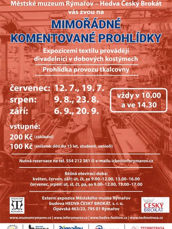MIMOŘÁDNÉ KOMENTOVANÉ PROHLÍDKY V EXTERNÍ EXPOZICI TEXTILNICTVÍ